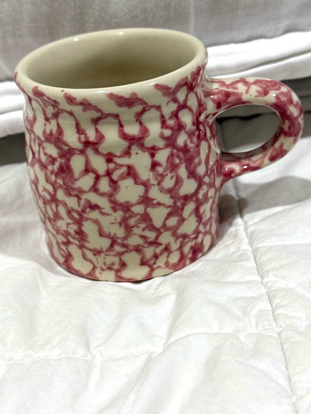 HENN Pottery Ivory Mug with Pink Marbleized Pattern